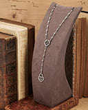 Collana stile rosario in acciaio - Rosone e lucchetto cuore traforato