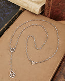 Collana stile rosario in acciaio - Rosone e lucchetto cuore traforato