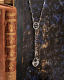 Collana stile rosario in acciaio - Rosone e lucchetto cuore traforato