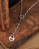 Collana stile rosario in acciaio - Rosone e lucchetto cuore