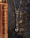 Collana stile rosario in acciaio - Rosone e lucchetto cuore