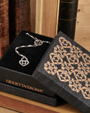 Collana stile rosario in acciaio - Rosone e lucchetto cuore traforato