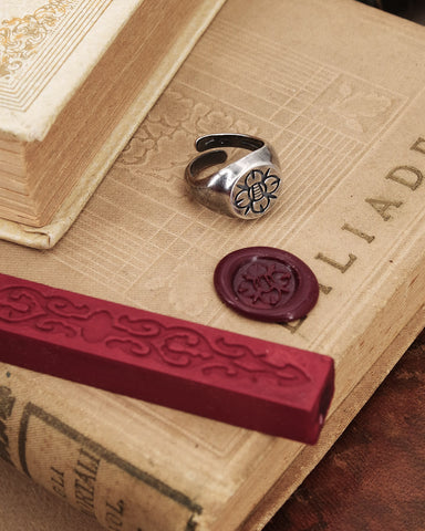 Anello sigillo in argento - Fiore gotico moderno