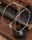 Orecchini cerchio grande diamantato in acciaio - Lucchetto cuore traforato