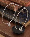 Orecchini cerchio grande diamantato in acciaio - Lucchetto cuore