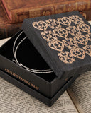 Orecchini cerchio grande diamantato in acciaio - Chiave fiore gotico