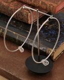 Orecchini cerchio grande diamantato in acciaio - Cuore