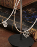 Orecchini cerchio grande diamantato in acciaio - Cuore