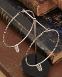 Orecchini cerchio medio diamantato in acciaio - Lucchetto cuore traforato