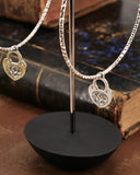 Orecchini cerchio medio diamantato in acciaio - Lucchetto cuore