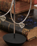 Orecchini cerchio medio diamantato in acciaio - Cuore