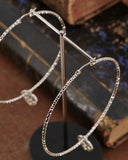 Orecchini cerchio medio diamantato in acciaio - Cuore