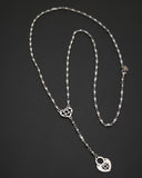 Collana stile rosario in acciaio - Cuore e lucchetto cuore
