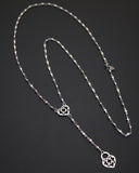 Collana stile rosario in acciaio - Cuore e lucchetto cuore traforato