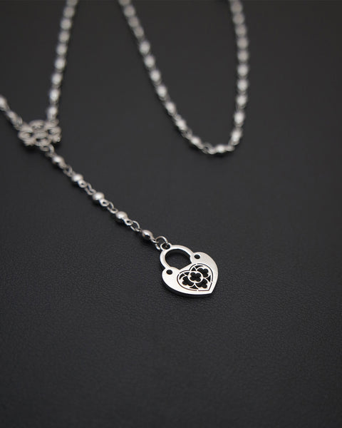 Collana Lunga Gotica Con Ciondolo Lucchetto - Girocollo Semplice E Carino Per Donna